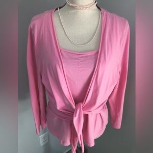 Secret Treasures Vintage Pink Tank Top & Front Tie Cardigan Size 16/18